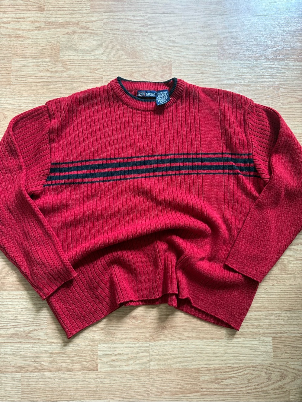 VTG Faded Glory Red Ribbed Striped Sweater Mens XL Y2K Skater Grunge Oversized